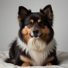 Elegant Black and White Dog: A Realistic Portrait on a White Background