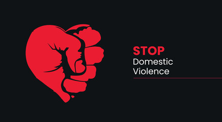 Stop, domestic violence, creative social issue, flat illustration, acknowledge domestic violence, aesthetic illustration, Concept of domestic abuse and sexual harassment, violence against women © Afif Ahsan