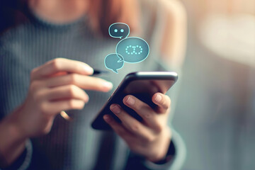 Customer service chat support: Representative assisting a customer through online chat for e-commerce.