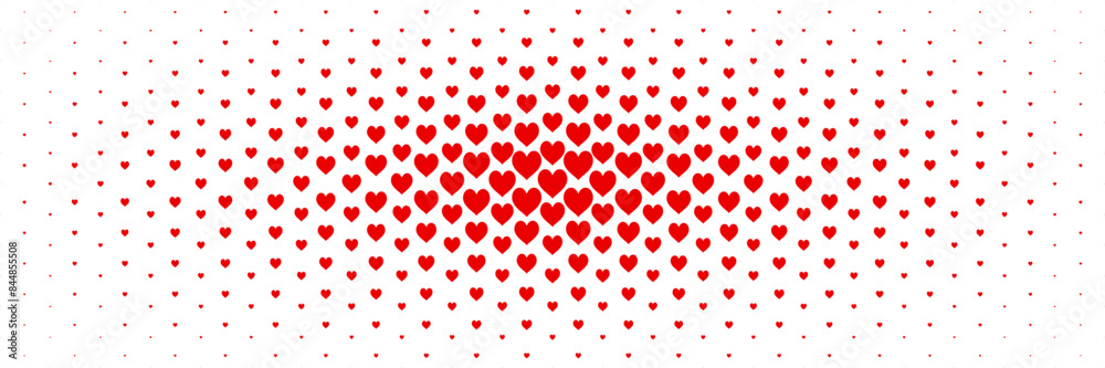 Aufkleber horizontal red heart spreading from center design for pattern and background.