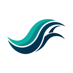 A minimalist logo featuring a stylized blue and green wave design on a white background, A minimalist logo featuring a stylized wave design