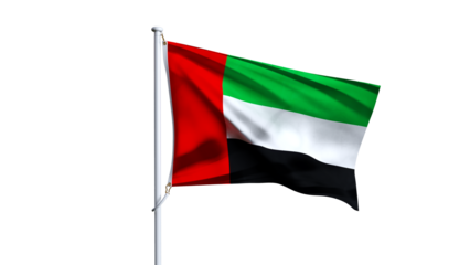 Waving flag of united arab emirates isolated on transparent background.