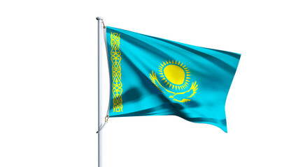 Waving flag of kazakhstan isolated on transparent background.