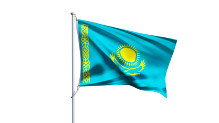Waving flag of kazakhstan isolated on transparent background.