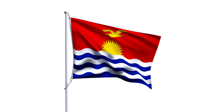 Waving flag of kiribati isolated on transparent background.