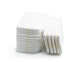 Stack of adult diapers isolated on white background