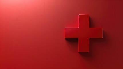 Obraz premium Healthcare Concept: Vibrant Red Plus Sign Symbolizing Medical Assistance