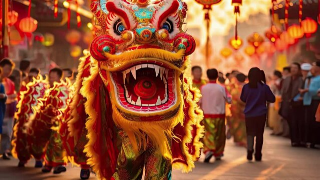 Chinese dragon as a character for the dragon dance at the Chinese New Year festival.