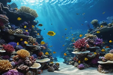 Majestic Display of Underwater Ecosystem: Embracing Coral Reef Biodiversity.