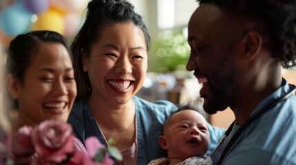 Happy Family with Newborn Baby