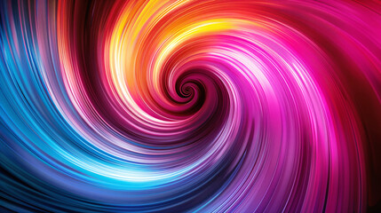 Vibrant Rainbow Spiral Abstract Art with Red Blue Purple Yellow Swirls on Dark Background