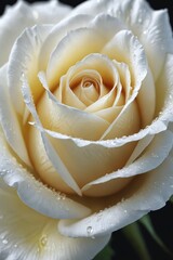 Crystal Drops on Pale Petals: A Close-up of a Rain-Kissed Rose.