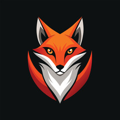 Obraz premium A digitally rendered, minimalist abstract interpretation of a fox head against a black background, An abstract interpretation of a fox in a minimalist logo