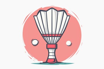 Minimalistic Vector Illustration of Shuttlecock on White Background