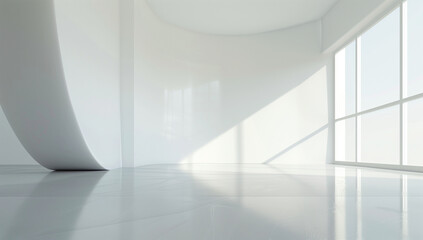 A futuristic interior design of a modern technology studio, futuristic laboratory background, An abstract scene concept, white concept room