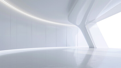 A futuristic interior design of a modern technology studio, futuristic laboratory background, An abstract scene concept, white concept room