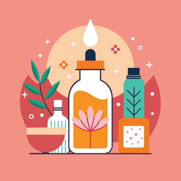 essential oil bottles flat design clip art preview