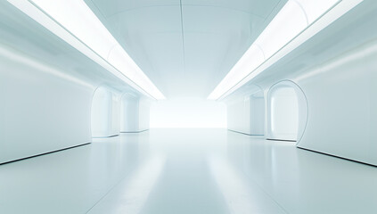 A futuristic interior design of a modern technology studio, futuristic laboratory background, An abstract scene concept, white concept room