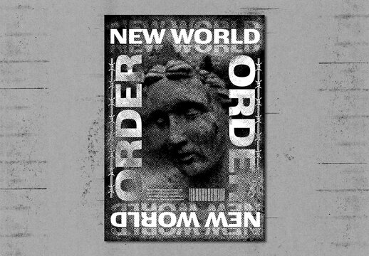 Monochrome Halftone Poster Layout Design Concept