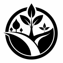 A minimalist ecology logo black and white
