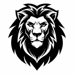 Obraz premium Black vector of a lion's head