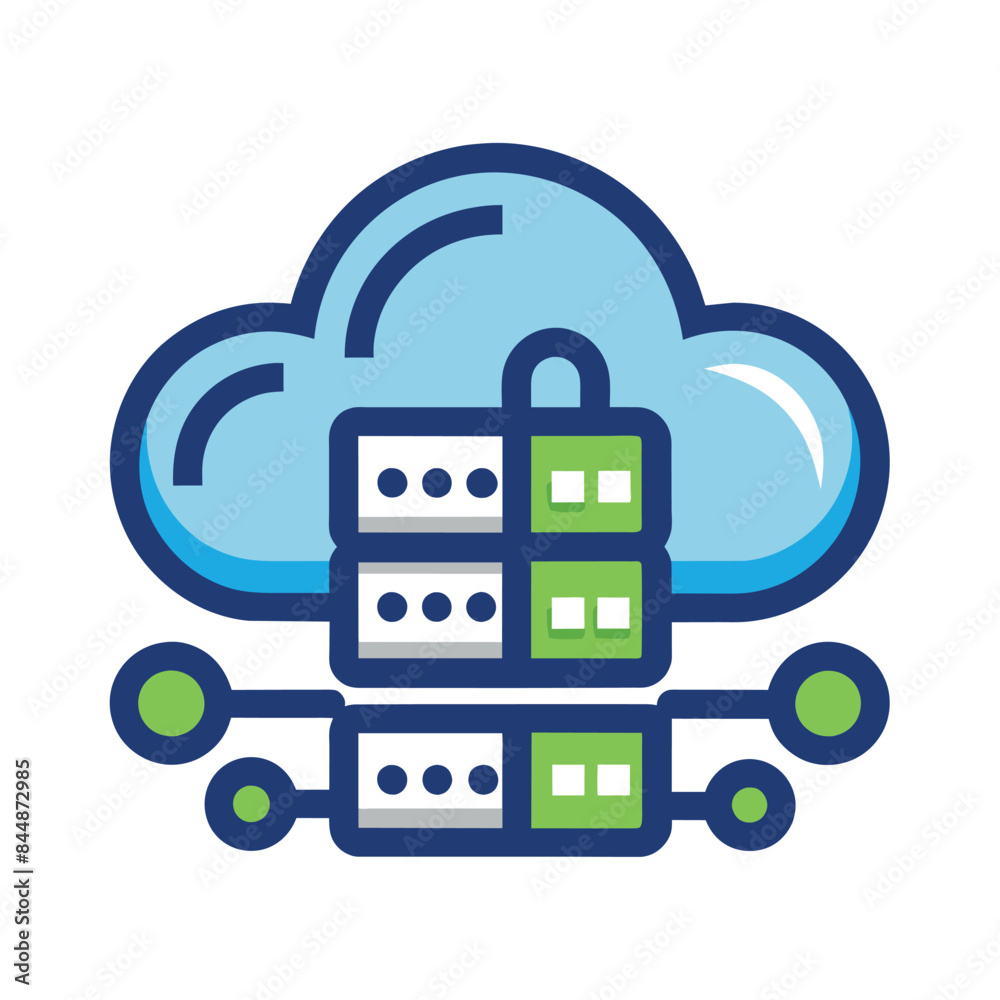 Poster a simple and elegant vector logo design depicting a cloud server, design a simple and elegant vector