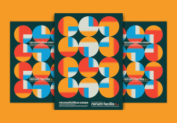 Bauhaus Posters Layout Design with Stipple Geometric Patterns