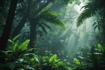 Naklejka premium The Emerald Heart of the Tropics: Rainforest Majesty