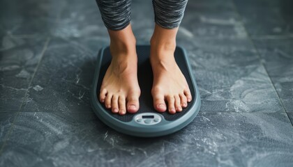 Person Standing on a Digital Scale in a Bathroom
