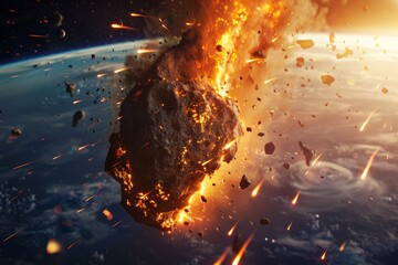 Dramatic Asteroid Impact Scene for Disaster Movie or Game Generative AI