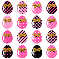 Easter eggs set on white background decor holiday art isolated	
