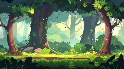 Game asset, 2d Cartoon Style background game scene, forest, forest element, flat, vector