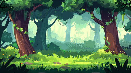Game asset, 2d Cartoon Style background game scene, forest, forest element, flat, vector