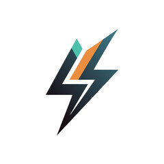 A simple, modern logo featuring a blue lightning bolt symbol incorporated into a black geometric shape, Incorporate a subtle lightning bolt symbol into a minimalist logo design for a tech company