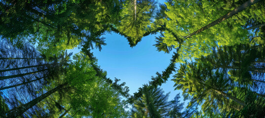 Fototapeta premium Love in Nature, Heart-Shaped Tree Canopy