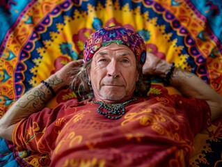 Obraz premium Man wearing hippie clothing