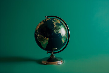 A green globe on a green background. Knowledge Day. The beginning of the school year. Education. Globe.