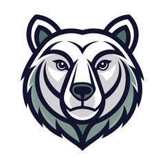 Obraz premium A symmetrical, minimalist illustration of a bears face in green hues, Symmetrical bear face with clean lines