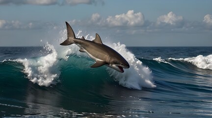 Naklejka premium Dive into Fun with Cartoon Shark Adventures