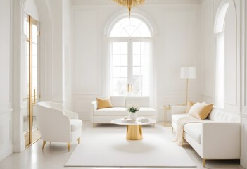 white and gold theme modern interior