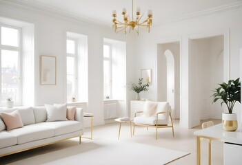 white and gold theme modern interior