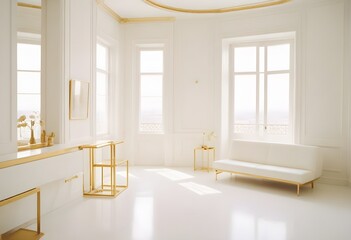 white and gold theme modern interior