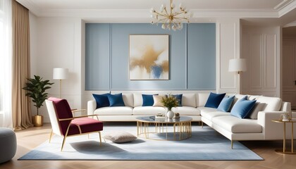 white and gold theme modern interior