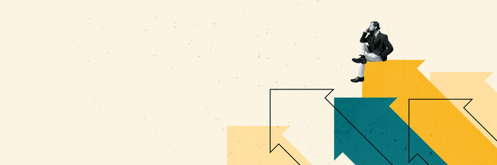 Business Concept Creative Art Collage Modern Design Clip Art Texture Background Copy Space Poster Banner