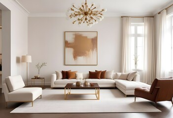 Fototapeta premium white and gold theme modern interior