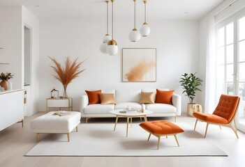 white and gold theme modern interior