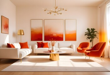 white and gold theme modern interior