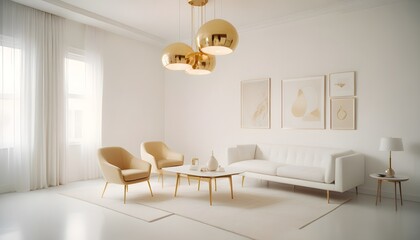 Fototapeta premium white and gold theme modern interior