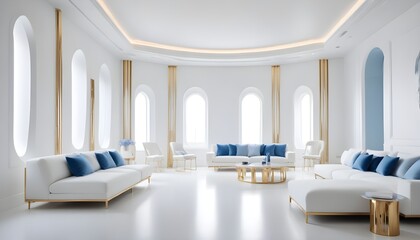 white and gold theme modern interior