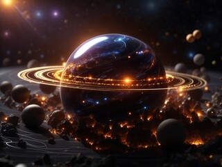 "Stellar Symphony: A Hyper-Realistic, Ultra-Detailed 8K Ultra HD Cinematic Journey Through the Solar System with Glowing Elements and Fiery Insects"